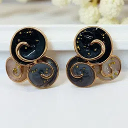 AVANT-GARDE PARIS Gold Plated Artificial Stones Studded Circular Shaped Studs-image-44
