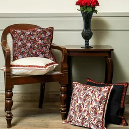 Crown of Poppies Set of 4 Multicoloured Floral Square Cushion Covers-image-24