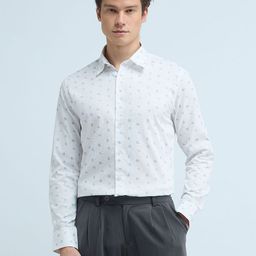 Flying Machine Men Spread Collar Abstract Printed Cotton Slim Fit Formal Shirt-image-7