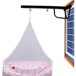 VParents Joy Baby Cradle with Attached Bed and Mosquito net and Window Cradle Metal Hanger - Pink-0
