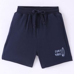 Doreme Single Jersey Knit Above Knee Length Shorts With Surf Stacks Print - Navy Blue-22