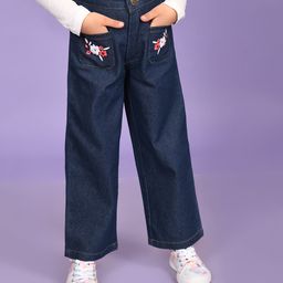 Superminis Floral Embroidered Denim Jeans - Navy Blue-image-13