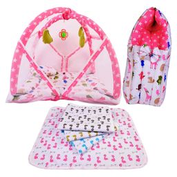 Babytoons New Born Baby Cotton Bedding Set Gift Combo Pack of Play Gym Bed Sleeping Bag & Plastic Sheets (Pink, 0-12 Months)-10