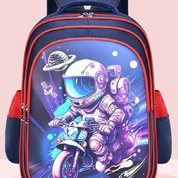 SYGA Children Primary school Boy Large-Capacity Schoolbag With Motorcycle Astronaut Lightweight Schoolbag (Navy Blue)-image-57