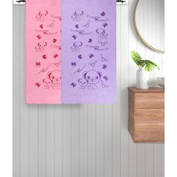 FABINALIV Set of 2 Multicolor Cartoon 300 GSM Cotton Kids Bath Towels (115X60 cm)-image-90