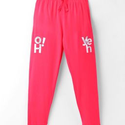 Doreme Single Jersey Knit Full Length Lounge Pants With Text & Glitter Print - Candy Coral-image-99