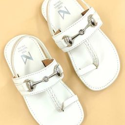 The Madras Trunk Knot & Horsebit Alloy Metal Detailed Sandals - White-image-42