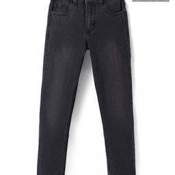 Pine Kids Woven Full Length Solid Washed Denim Jeans - Black-picture-38