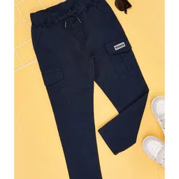Pantaloons Junior Cotton Typography Patch Detailed Pant - Navy Blue-picture-42