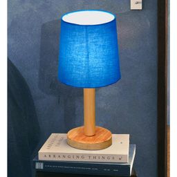 Homesake Pinewood Table Lamps Nightstand Fabric Linen Lampshade Desk Morden Minimalist Bedside Bedroom Nightstand Turquoise-picture-1