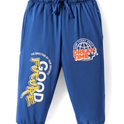 Taeko Single Jersey Knit Full Length Lounge Pants With Good Vibes Only Print - Blue-image-94