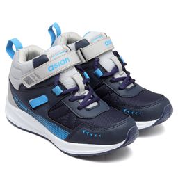 Asian Mesh Detailed Colour Blocked Sneakers - Navy Blue & Grey-image-91