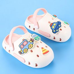 Oh! Pair Back Strap Closure Slip On Clogs with Vehicle Applique- Light White image 2
