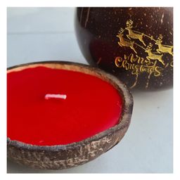 Thenga Coconut Shell Red Candles (Set of 2) image 3