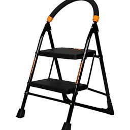 Parasnath Black & Orange-Colored Textured Go Up Folding Anti Skid Front Step Ladder-44