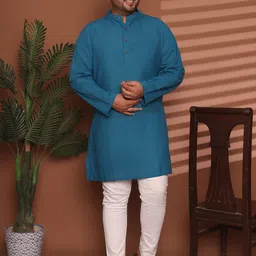 Enchanted Drapes Men Plus Size Solid Daily Cotton Straight Kurta-image-69