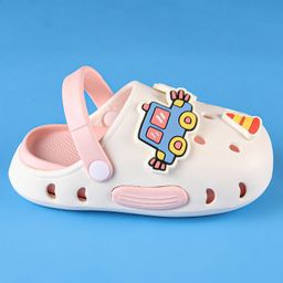 Oh! Pair Back Strap Closure Slip On Clogs with Vehicle Applique- Light White image 4