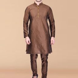 PRINTINDIA Men Regular Pure Silk Kurta with Trousers-image-58