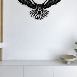 ARTROOMS Black Textured Owl Wall Hanging-picture-33