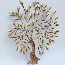 vedas Mystic Indiana Yellow & Copper Textured Metal Peach Tree Wall Decor-image-38