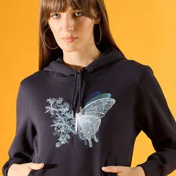 98 Degree North Women Graphic Embroidered Hood Fleece Pullover Sweatshirt-image-33