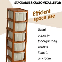 Kuber Industries Light Grey & Brown 7-Layer Drawer Storage Organiser-57 Ltr image 4
