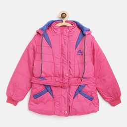AD & AV Girls Pink Solid Padded Jacket with Detachable Hood-40