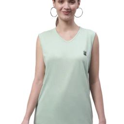 Vimal Jonney Light Green Cotton Logo Print T-Shirt-image-65