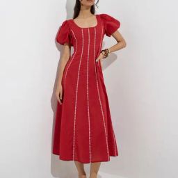 Bombay Paisley by Westside Black Embroidered Cotton-Blend A-Line Dress-picture-17