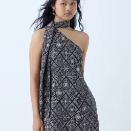Bombay Paisley by Westside Black Printed One-Shoulder Dress-picture-19