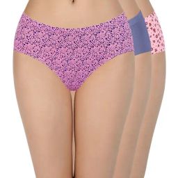 Every De by Amante Pink & Purple Cotton Printed Hipster Panties - Pack Of 3-image-86