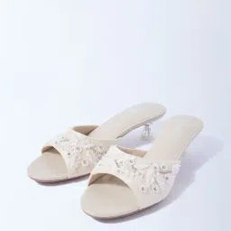 LUNA BLU by Westside Ivory Embellished Slip-On Sandals-picture-15