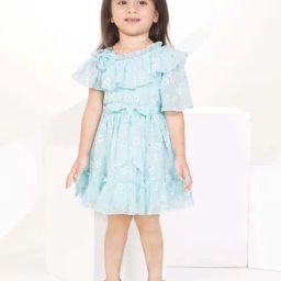 Peppermint Girls Sea Green Embellished Dress-image-21