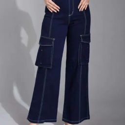 Life With Pockets Blue Plain Mid-Rise Jeans-image-86