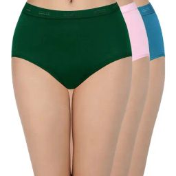 Amante Green & Pink Cotton Panties - Pack Of 3-image-25