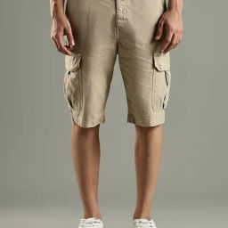 Tommy Hilfiger Khaki Cotton Regular Fit Self Pattern Cargo Shorts-picture-5