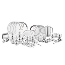FnS Motif Silver Stainless Steel 78-Piece Dinner Set-46