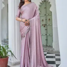 Satrani Light Pink Embellished Saree With Unstitched Blouse-picture-12