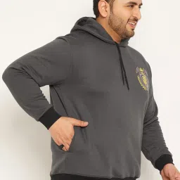 Bigbanana Men Plus Size Dark Grey Solid Regular Fit Sweatshirt image 4