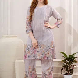 NIGHT FLOSS Floral Printed Linen Tunic With Trousers LinenCo-Ords-picture-44