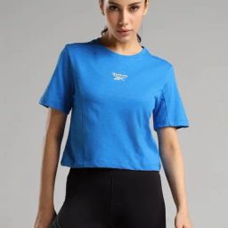 Reebok Blue Cotton Plain Sports T-Shirt-image-31