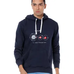 Campus Sutra Blue Hooded Sweatshirt-image-124