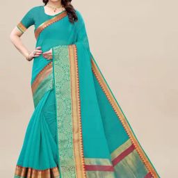 Saree Mall Green Solid Saree With Unstitched Blouse-image-26