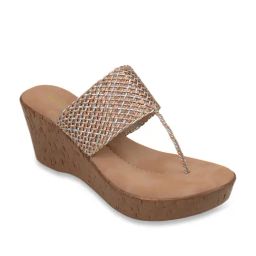 Rocia by Regal Women's Rose Gold T-Strap Wedges-image-62