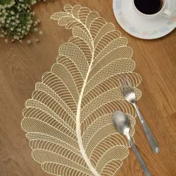 HOSTA HOMES Leatherite Gold Leather Placemats - Set of 6-26