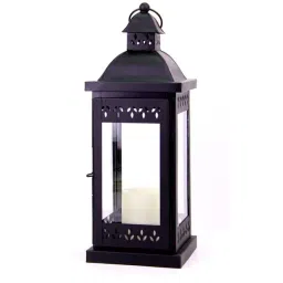 Hosley Black Decorative Lantern with Free Pillar Candle-image-31