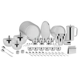 FnS Sovana Silver Stainless Steel 60-Piece Dinner Set-29