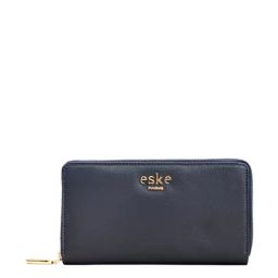 Eske Klara Navy Blue Leather Zip Around Wallet for Men-image-75