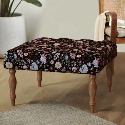 Chumbak Paisley Black Sheesham Wood English Ottoman-image-1