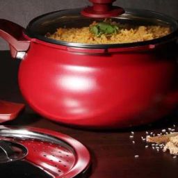 Pigeon Red Aluminium Induction Friendly Pressure Cooker With Lid & Strainer (5 L) - Set of 1-image-42